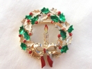 Gerry's Holly Wreath Christmas Brooch $9.95