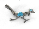 Native American Sterling and Turquoise Roadrunner Brooch $14.95