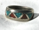 Silver Tone Turquoise Diamond Ring Band $5.00