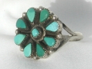 Silver and Turquoise Flower Ring $10.00